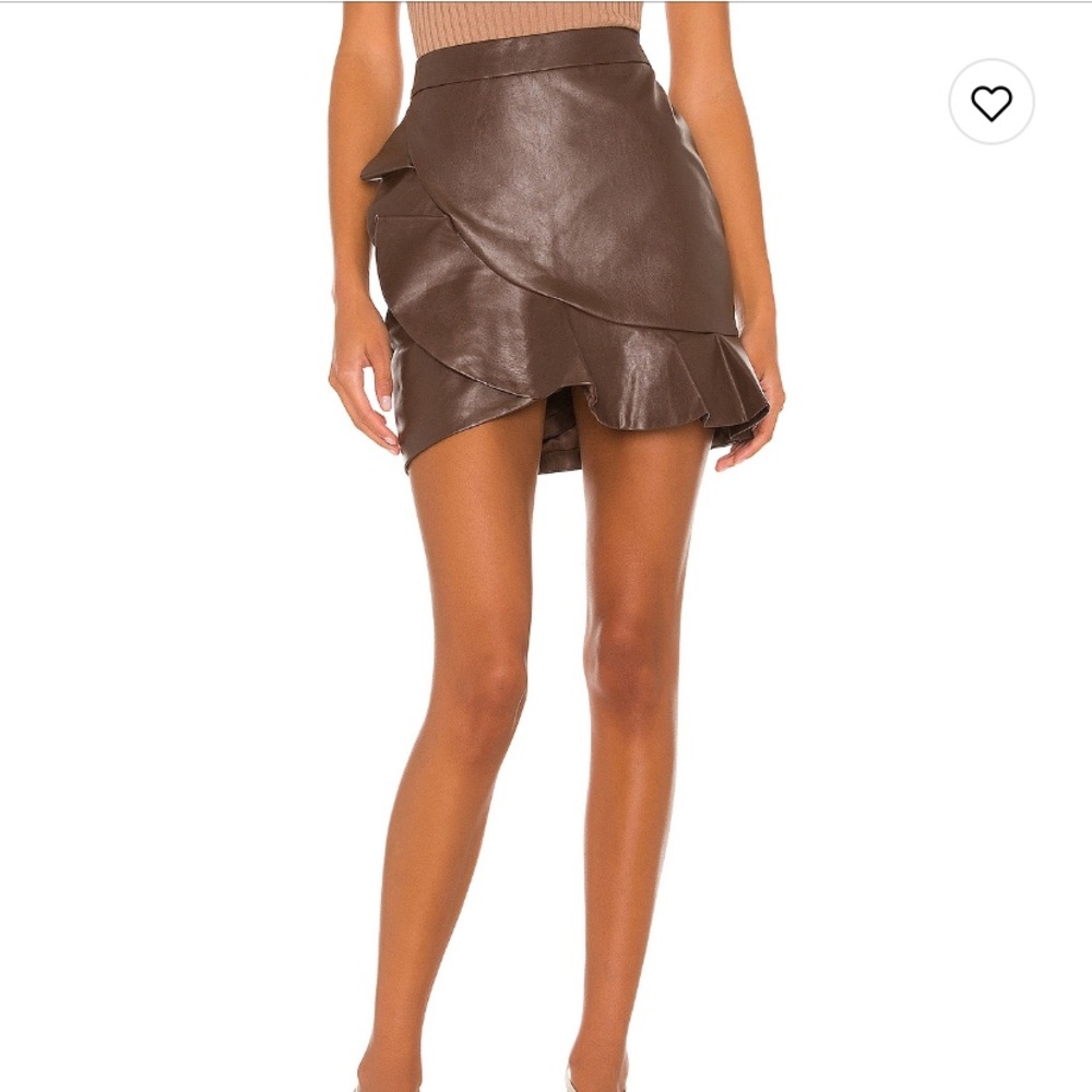 Majorelle Poseidon Mini Skirt Brown Faux Leather Size Small